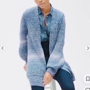 GAP Blue Ombre Ribbed Open-Front Cardigan